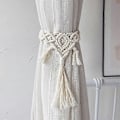 Miniatyrbillede 4 af 5: 2 Pak Vævede Gardinbindere Håndlavet Macrame Dekorativ Gardin Holdbacks Boho Boligindretning Bondehus