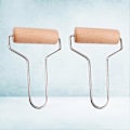 Miniatyrbillede 4 af 4: 2 stk. Træler Rulleværktøj Håndtag Holdbar Rulle Polymer Ler Stemplingsværktøj Rulle Brayer