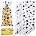 Miniatyrbillede 1 af 5: 150 Stykker Klare Godteposer Potetryk Cellofanposer Kæledyrsgaveposer Med 150 Stykker Twist Ties Til