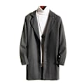 Miniatyrbild 1 av 3: Stor Storlek Herr Klassisk Yllerock Varm Vinter Enkelknäppt Lång Trenchcoat Casual Slim Fit Ytterkläder Dark Grey M