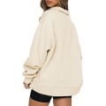 Miniatyrbillede 3 af 4: Dame Casual Toppe Sweatshirts Løs Langærmet Ensfarvet Pullover Apricot S