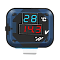 Miniatyrbild 5 av 5: 3 i 1 Temperatur Spänningstestare Motorcykelstyre Montering Termometer Voltmeter