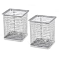 Miniatyrbillede 1 af 3: 2 stk. Metal Penneholder Firkantet Mesh Blyantholder Container Organizer (Sølv)