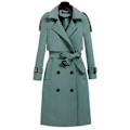 Miniatyrbillede 1 af 5: Dame Trenchcoat Mellemlang Mode Vindtæt Frakke Til Brug Bean Green 4XL