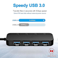 Miniatyrbillede 3 af 5: USB Hub 4 Porte USB 3.0 5 Gbps Hub Splitter En Til Fire Forlænger Med Uafhængig Strømafbryder Og L