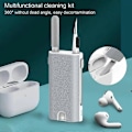 Miniatyrbilde 4 av 5: Øretelefonrengjøringsbørste 5-i-1 Multifunksjonell Dobbelthodedesign Komfortabelt grep Arbeidsbesparende Skjermrengjøring Bærbar Headset Datamaskintastatur Rengjører