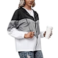 Miniatyrbillede 3 af 5: Dame Colorblock Windbreaker Vandtæt Jakke Letvægts Frakke Grey XL