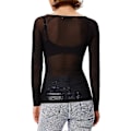Miniatyrbilde 3 av 5: Dame Elastisk Scoop Neck Gjennomsiktig Sexy Slim Fit Mesh Topper Langermet Bluse Black XL