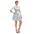 Pikkukuva 4 / 4: Ylellinen Oktoberfest-asu naisille, klassinen dirndl-mekko pitsisellä esiliinalla ja kukkakuviolla, 3-osainen puku olutfestivaaleille M