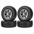 Miniatyrbilde 1 av 5: 4 stk. 76mm 1.55 Metall Beadlock Felg Gummidekk For 1/10 Rc Crawler Bil Axial Yeti Jr Rc4wd D90