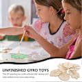 Miniatyrbillede 3 af 3: 24 stk. Bærbart Gyro Legetøj Sjovt Børne Gyro DIY Træ Gyro Ufærdig Træ Gyro Maleri Gyro