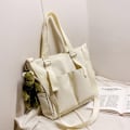 Miniatyrbillede 1 af 5: Dame Taske Shopper Simpel Mode Lynlås Håndtaske Håndtaske White Frog