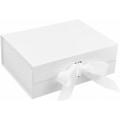 Miniatyrbild 2 av 5: Vita Magnetiska Presentaskar med Lock, 265x190x80 mm Stora Presentaskar för Gåvor, Lyxig Robust Vikbar Kartong med Band, Magnetisk Förslutning ( Pink