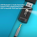 Miniatyrbillede 3 af 5: Usb Bluetooth 5.2 Audio Transmitter, skiftbar Aptx Adptive, understøtter 1 til 2, driverfri, med 3.5mm A
