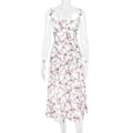Miniatyrbillede 4 af 5: Dame Sommer Blomstret Rygløs Maxikjole Sexet Ærmeløs Lavt Skåret Kjole Bodycon Spaghetti Strop Lang Kjole, 40% Rabat Pink XS