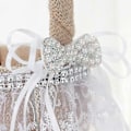 Miniatyrbilde 4 av 5: Blondekurv til blomsterjenter for bryllup, rustikk burlap bryllupsblomsterkurv