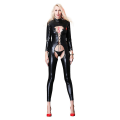 Miniatyrbild 2 av 5: Sexig Dam Läder Pvc Jumpsuit Öppen Fram Erotisk Underkläder Gren Midnattsklubbkläder Stål Dans Latex Romperdräkt Black 01 M