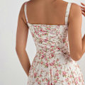 Miniatyrbillede 3 af 5: Dame Sommer Blomstret Rygløs Maxikjole Sexet Ærmeløs Lavt Skåret Kjole Bodycon Spaghetti Strop Lang Kjole, 40% Rabat Pink XS
