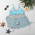 Miniatyrbild 4 av 4: Sommar Tankini Set för Små Flickor, 3 Delar/set, Strand Surf Badkläder 8-12 År, Vadderad Bikini Baddräkt Set för Barn blue 140