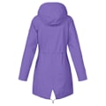 Miniatyrbilde 3 av 4: Regnfrakk i store størrelser for kvinner, vanntett, lang, med hette, trenchcoat, foret vindjakke, reisejakke, utendørs jakke med hette Purple XXL
