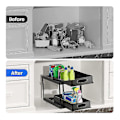 Miniatyrbilde 3 av 5: Under Skyve Skap Kurv Organizer, 2-lags Oppbevaring Under Skap Baderom Under Vask Organizer