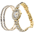 Miniatyrbild 3 av 4: 2 st Rhinestone Klocka och Armband Set Glänsande Quartz Klocka för Dam