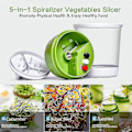 Pikkukuva 4 / 5: 5-in-1 Käsikäyttöinen Spiralisoija Vihannessilppuri Säädettävä Spiralisoija Säiliöllä