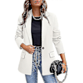 Miniatyrbillede 1 af 3: Dame Business Jakker Åben Front Blazer Casual Langærmet Arbejdstøj White M