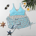 Miniatyrbild 1 av 4: Sommar Tankini Set för Små Flickor, 3 Delar/set, Strand Surf Badkläder 8-12 År, Vadderad Bikini Baddräkt Set för Barn blue 150