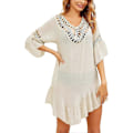 Miniatyrbillede 5 af 5: Badedragt Cover Up Dame Badedragt Kjole Plus Size Sexet Bikini Strand Tunika Top Sommer A c light Grey M