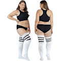 Miniatyrbillede 4 af 4: Plus Size Lårhøje Strømper Stribede Over Knæhøje Strømper Tykke Ekstra Brede Lange