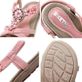 Miniatyrbilde 4 av 5: Dame Rhinestone Sandaler, T-stropp Spenne Perle Krystall Flate Sandaler Beige 41