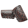 Miniatyrbillede 5 af 5: 1 Par Cosplay Rekvisitter Retro Vegvisir Præget Læder Armbeskyttelse Middelalder Armbånd Khaki