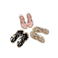 Miniatyrbilde 5 av 5: Dame Rhinestone Sandaler, T-stropp Spenne Perle Krystall Flate Sandaler Beige 41