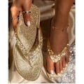 Pikkukuva 3 / 5: Naisten Rhinest Glitter Litteät Sandaalit Slip On Sls Ranta Varvastossut Black 40