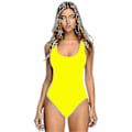 Miniatyrbild 1 av 2: 3D-bikini baddräkt för damer med bröstinlägg, baddräkt i ett stycke för vuxna Yellow XL