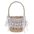 Miniatyrbilde 1 av 5: Blondekurv til blomsterjenter for bryllup, rustikk burlap bryllupsblomsterkurv