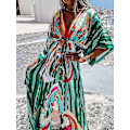 Miniatyrbillede 4 af 5: Sommer Maxi Kjole Til Kvinder Boho Print Bikini Cover Ups Strand Sommerkjole Sexet Blomstret Tunika Lang Kjole Badedragt Vestido Feminino pink heart L