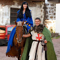 Miniatyrbild 4 av 5: Medeltida Läder Set Kostymtillbehör För Krigare Pirat Cosplay Svart