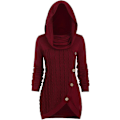 Miniatyrbilde 1 av 4: Høstkjoler for kvinner Kabelstrikket langermet rund hals Genser midjekjole Slim Fit S-2xl Style2 XL