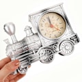 Miniatyrbillede 4 af 4: Jernbanemotor Alarm Clock Kreative Bordpynt til Soveværelse Stue (Sølv)