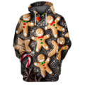 Miniatyrbilde 1 av 5: Herre Jul 3D Hettegensere Genser Pullover Trykk Pepperkake Casual Harajuku Topper Høst Vinter Oversized Luksusklær style 1 2XL