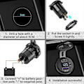 Miniatyrbillede 5 af 5: Bil USB Oplader Hurtig Opladning Qc 3.0 & Pd USB Oplader Stik Adapter Med Kontakt Voltmeter Til Lastbil