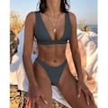 Pikkukuva 1 / 2: Mimigo Naisten Matala Vyötäröinen Bikini Uimapuku Push Up Halter Kaksiosainen Uima-asu COLOR 10 M