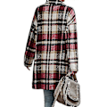 Miniatyrbillede 3 af 4: Dame Plaid Jakke Mellemlang Trenchcoat Efterår Uld Frakke Red 2XL