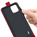 Miniatyrbild 3 av 5: För Nokia C110 Kortfack Telefonfodral Crazy Texture Vertikalt Flip Läderfodral Red Style C Nokia C110