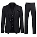 Miniatyrbild 1 av 5: Kostym för män, Business Casual, 3-delad kostymkavaj, byxor, väst, 9 färger Black M