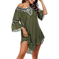 Miniatyrbillede 3 af 5: Badedragt Cover Up Dame Badedragt Kjole Plus Size Sexet Bikini Strand Tunika Top Sommer A c army Green S