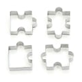 Miniatyrbillede 2 af 4: 4 stk./sæt Cookie Puzzle Form Kageudstikkersæt i rustfrit stål DIY Kiksforme