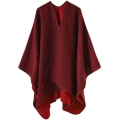 Miniatyrbilde 1 av 5: Sjal Reversibel Ensfarget Åpen Front Cardigan Wrap For Kvinner red